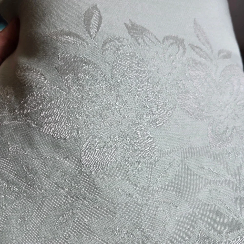 Vintage Light Green Damask Floral Jacquard Tablecloth‎ Mint 40.5